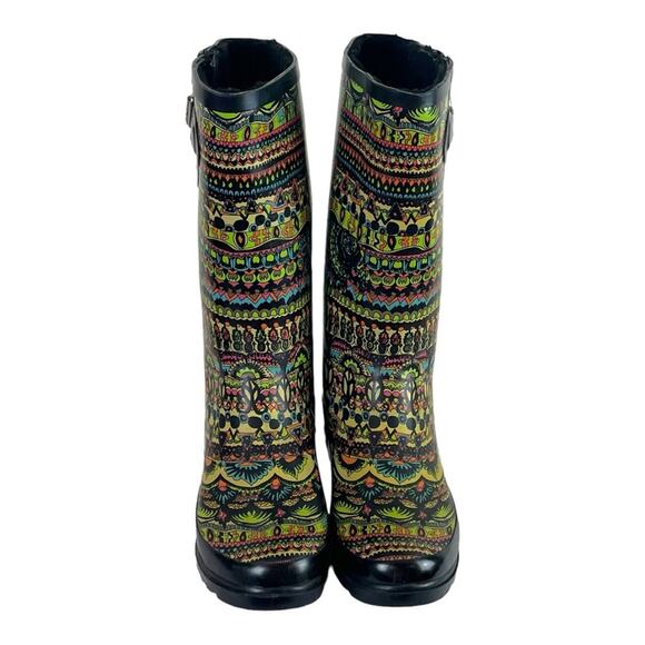 The Sak Sacroot Rain Boots Peace Love Boho Chunky Black Multi Women’s Size 7M - Picture 2 of 15